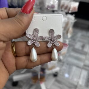 Bridal earrings pink stones