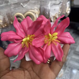 Floral earrings 
Hot pink