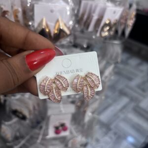 Bridal earrings pink stones